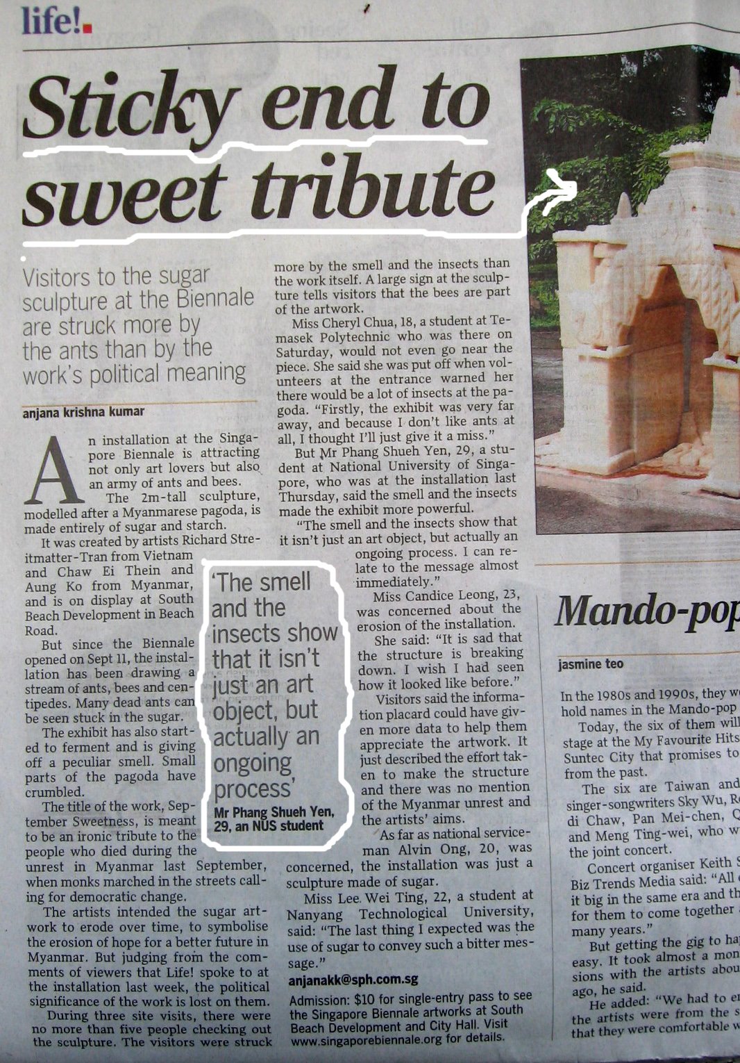 Sticky end to sweet tribute